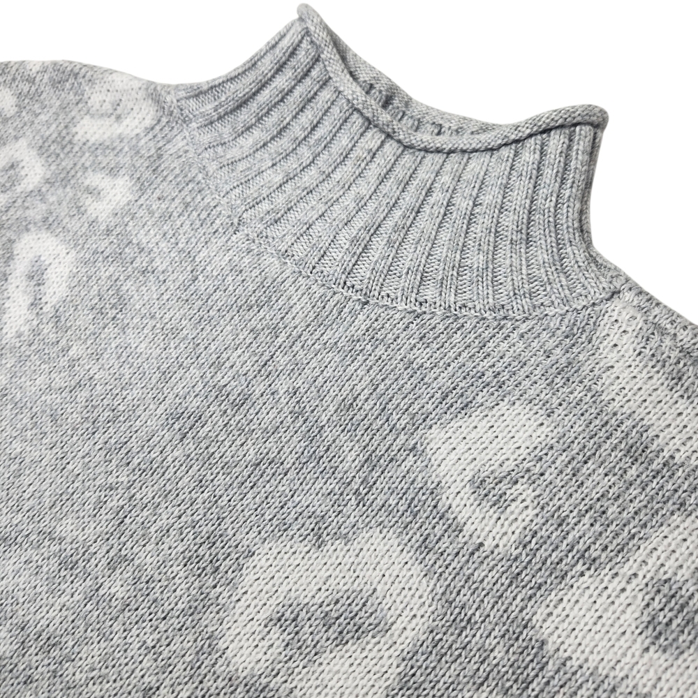 Nine West Women's XS Gray White Mixed Animal Print Mock Neck Leopard Sweater - Picture 4 of 11